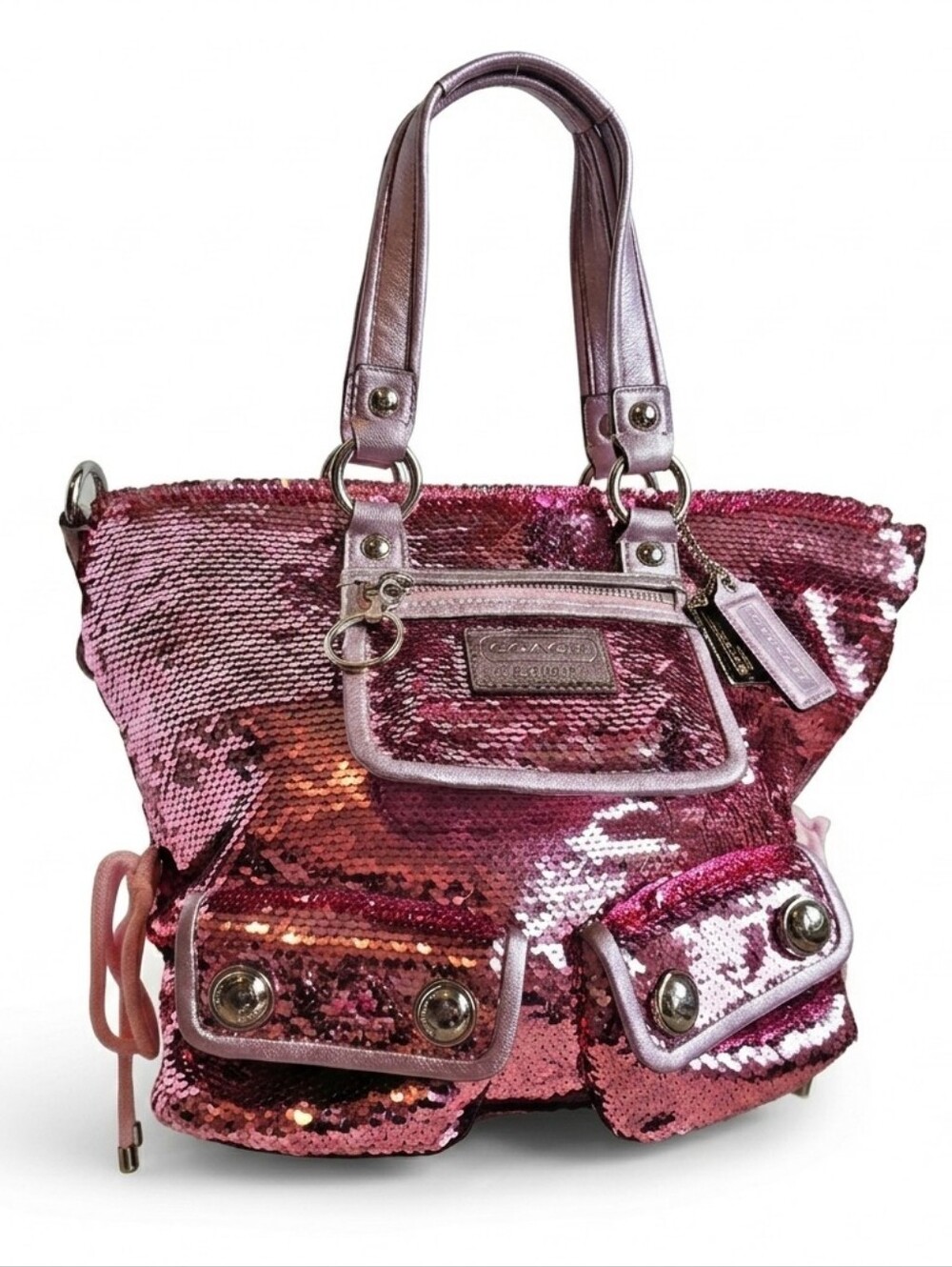 Coach Poppy Sequin Spotlight Pink Metallic Shoulder Bag Tote 13821 NWT
